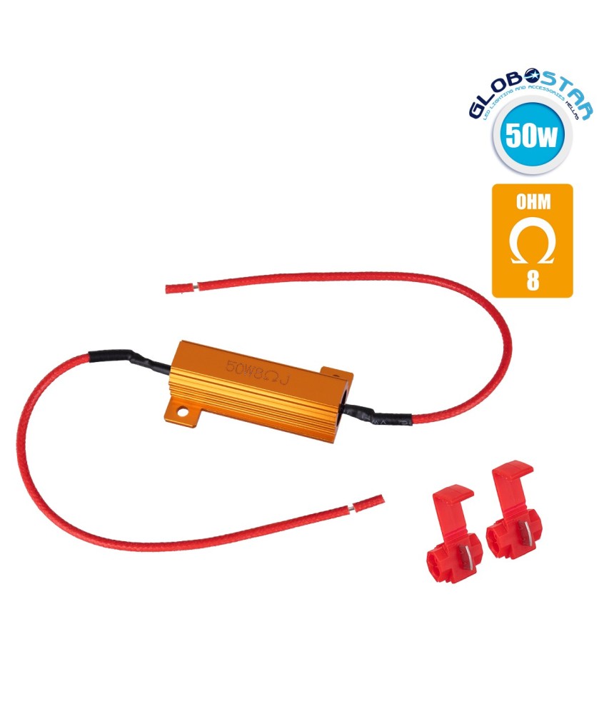 GloboStar® 81644 Βατική Αντίσταση Ακύρωσης Ένδειξης Βλάβης Can-Bus 50W 8 Ohm